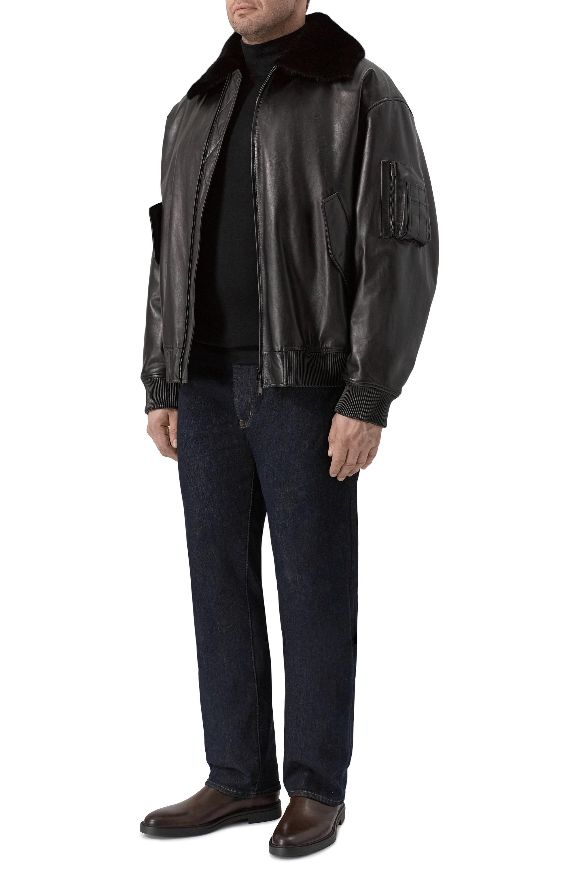 Кожаный бомбер с подкладкой из норки MVST, арт. M25.1PM.0004/BIG SIZE/PL0NGE, фото 2