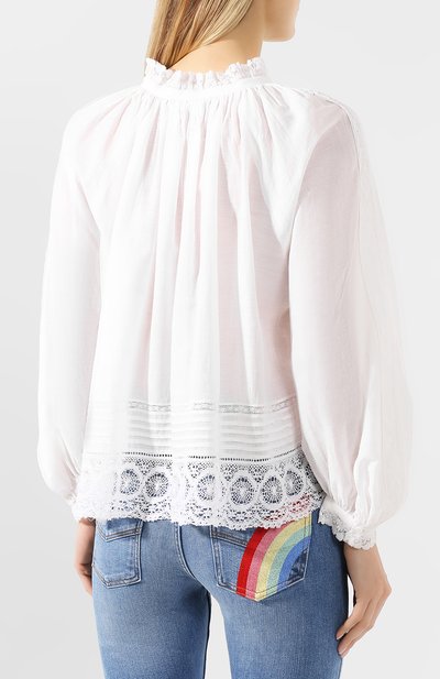 Хлопковая блузка ZADIG AND VOLTAIRE белого цвета по цене 22250 руб., арт. SHCA3201F, фото 4 Хлопковая блузка ZADIG AND VOLTAIRE, арт. SHCA3201F, фото 4