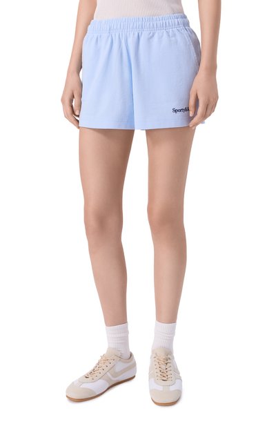 Хлопковые шорты SPORTY AND RICH голубого цвета по цене 17150 руб., арт. SH03775300BL90, фото 3 Хлопковые шорты SPORTY AND RICH, арт. SH03775300BL90, фото 3