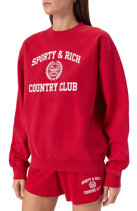 Хлопковый свитшот Sporty and Rich ST071606218RE15 Красный  ST071606218RE15 Фото 3