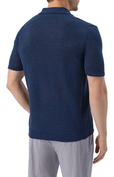 Поло изо льна и хлопка INLINUM темно-синего цвета по цене 22700 руб., арт. PUTRI/SINAI, фото 4 Поло изо льна и хлопка INLINUM, арт. PUTRI/SINAI, фото 4