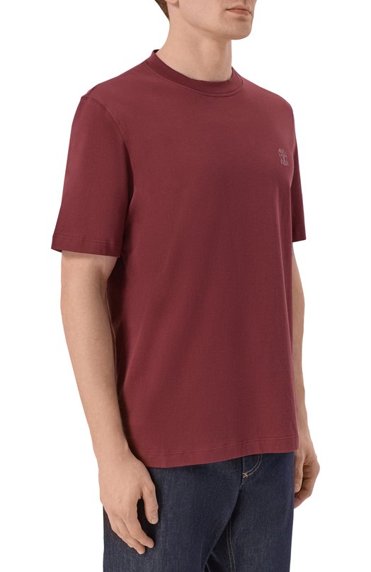 Хлопковая футболка Brunello Cucinelli M0B138440 Бордовый  M0B138440 Фото 3