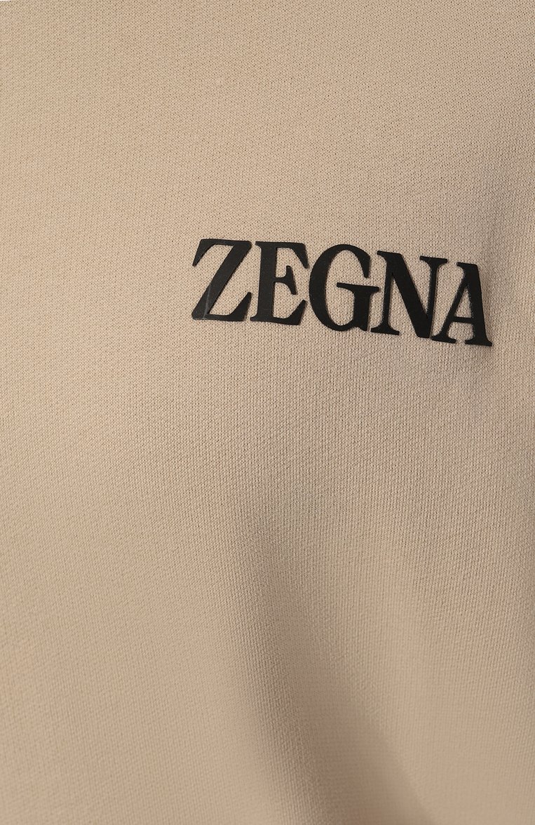 Мужской хлопковый свитшот ZEGNA светло-бежевого цвета, арт. UD522A7/D872 | Фото 5 (Материал внешний: Хлопок; Драгоценные камни: Проставлено; Материал сплава: Проставлено; Рукава: Длинные; Длина (для топов): Стандартные; Принт: Без принта; Стили: Кэжуэл; Мужское Кросс-КТ: свитшот-одежда)