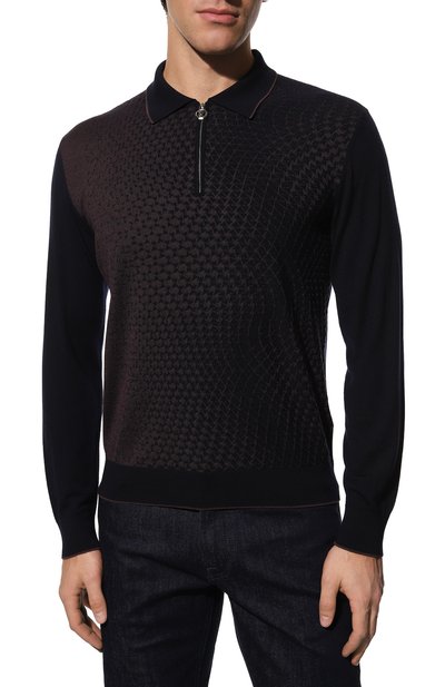 Поло из шерсти и шелка STEFANO RICCI темно-синего цвета по цене 140000 руб., арт. K606303P30/F22458, фото 3 Поло из шерсти и шелка STEFANO RICCI, арт. K606303P30/F22458, фото 3