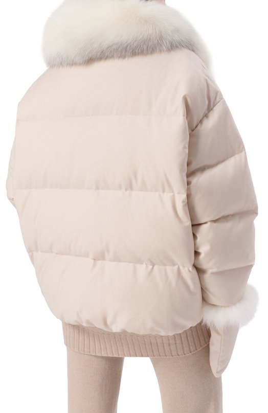 Пуховик с отделкой из песца Yves Salomon V09066/W02W Кремовый  V09066/W02W Фото 4