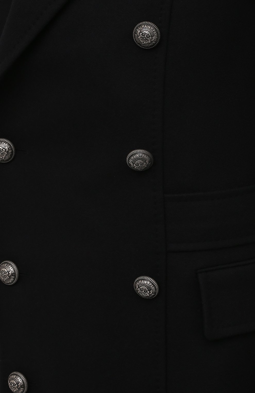 Шерстяное пальто BALMAIN черного цвета по цене 240500 руб., арт. WH1UB000/W115, фото 5 Шерстяное пальто BALMAIN, арт. WH1UB000/W115, фото 5