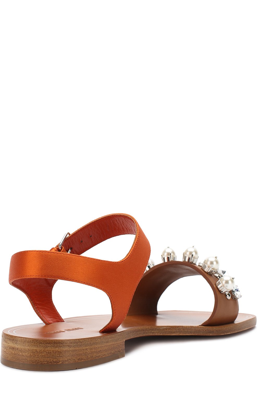 Кожаные сандалии с кристаллами и жемчужинами MIU MIU, арт. 5X744B/3I6Y, фото 4