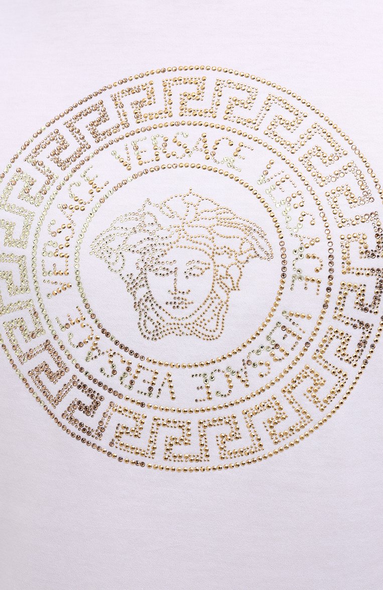 Мужская хлопковая футболка VERSACE белого цвета, арт. 1001619/1A01263 | Фото 5 (Материал внешний: Хлопок; Длина (для топов): Стандартные; Рукава: Короткие; Принт: С принтом; Стили: Кэжуэл; Кросс-КТ: Джерси; Мужское Кросс-КТ: Футболка-одежда)