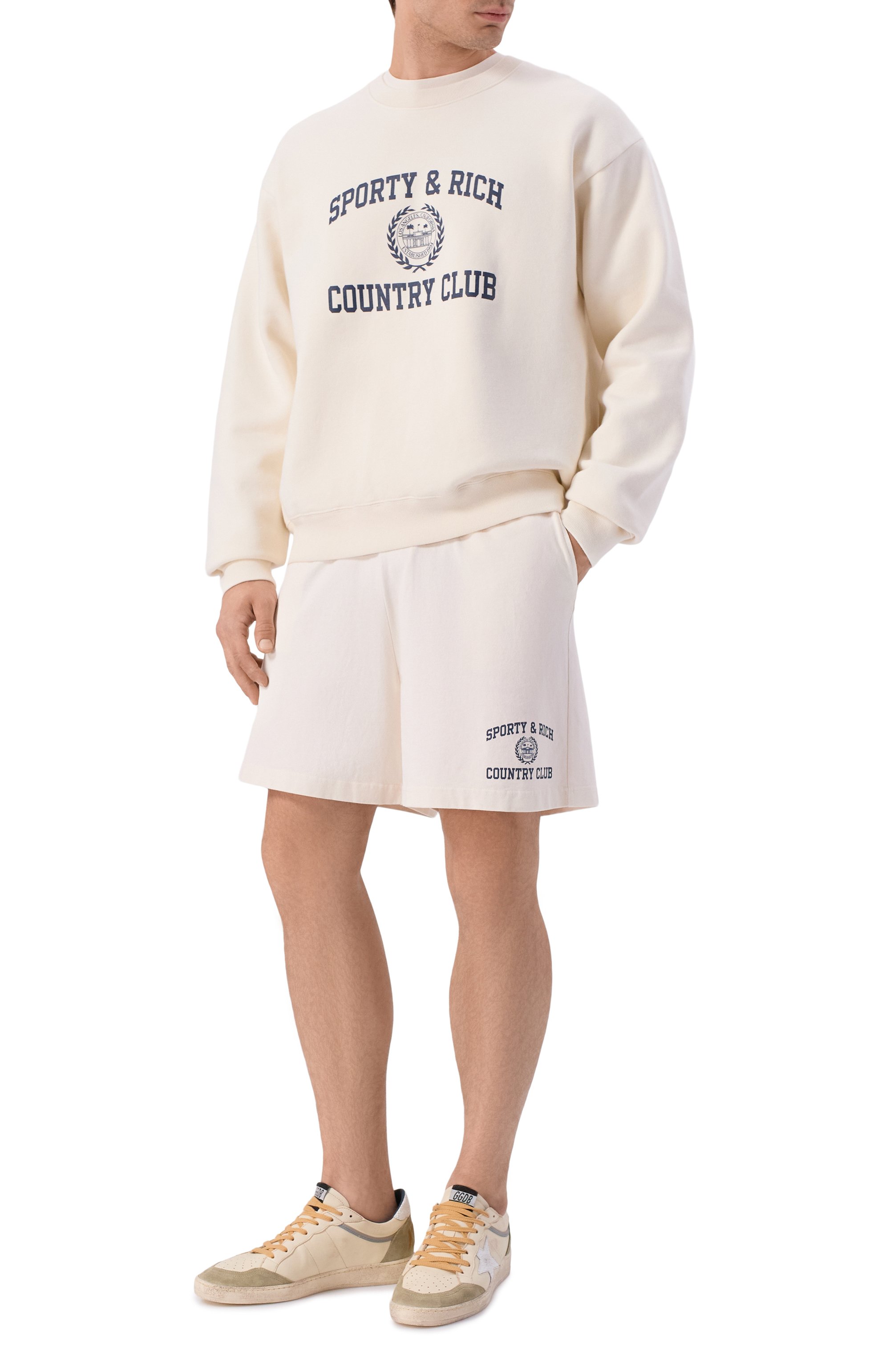 Хлопковые шорты SPORTY AND RICH кремового цвета по цене 17900 руб., арт. SH03976218WH37, фото 2 Хлопковые шорты SPORTY AND RICH, арт. SH03976218WH37, фото 2