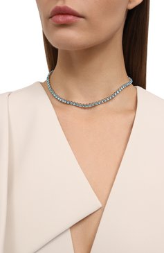 Женское колье AMINA MUADDI голубого цвета, арт. TENNIS NECKLACE | Фото 2 (Нос: Не проставлено; Региональные ограничения белый список (Axapta Mercury): Не проставлено; Материал: Металл)