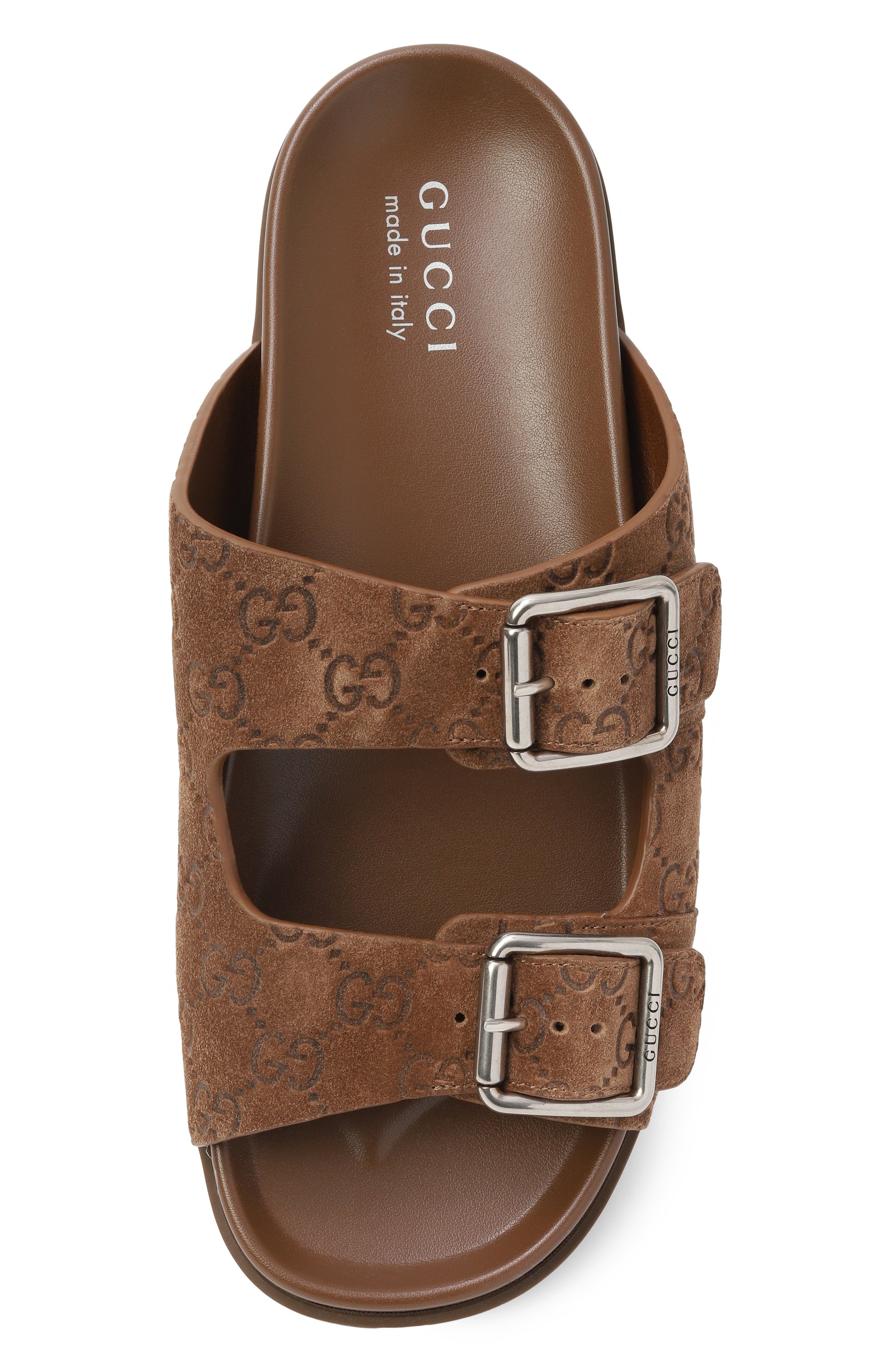 Замшевые шлепанцы GUCCI коричневого цвета по цене 125000 руб., арт. 840255/AADU0, фото 6 Замшевые шлепанцы GUCCI, арт. 840255/AADU0, фото 6