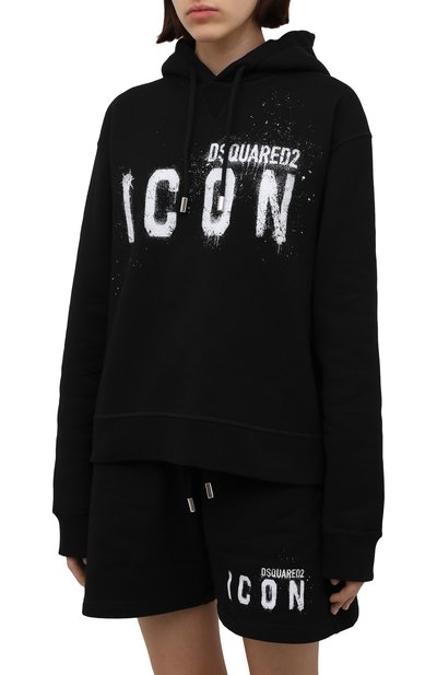 Хлопковое худи DSQUARED2 черного цвета по цене 44300 руб., арт. S80GU0054/S25516, фото 3 Хлопковое худи DSQUARED2, арт. S80GU0054/S25516, фото 3