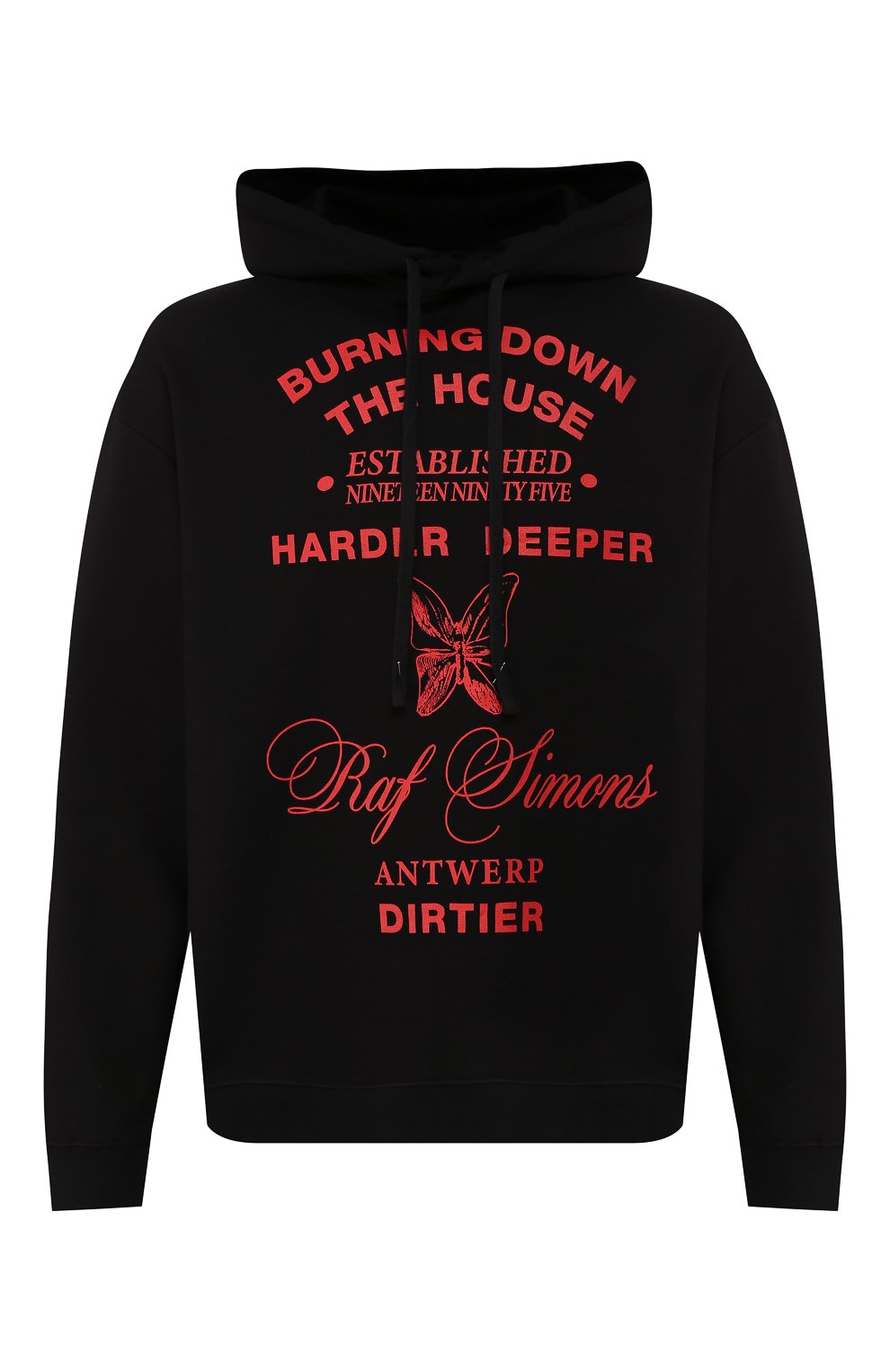 Мужской черный хлопковое худи RAF SIMONS купить в интернет