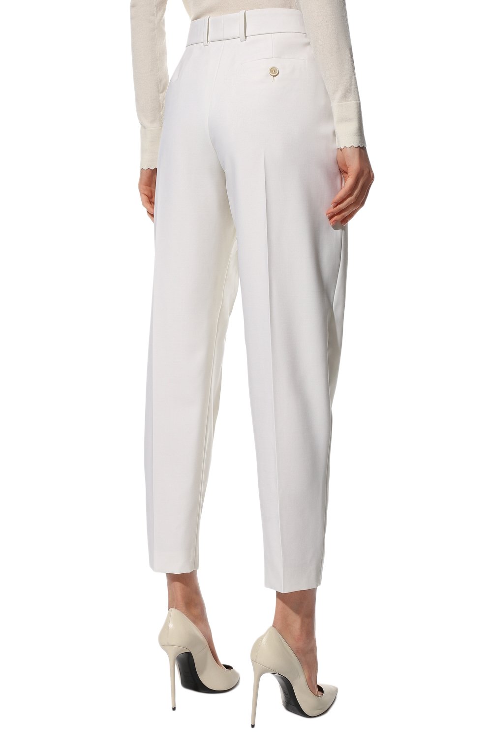 Шерстяные брюки ALEXANDER MCQUEEN белого цвета по цене 119000 руб., арт. 700138/QJACX, фото 4 Шерстяные брюки ALEXANDER MCQUEEN, арт. 700138/QJACX, фото 4