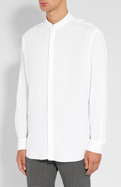 Хлопковая рубашка с воротником-стойкой GIORGIO ARMANI, арт. WSC0YT/WS28C, фото 3