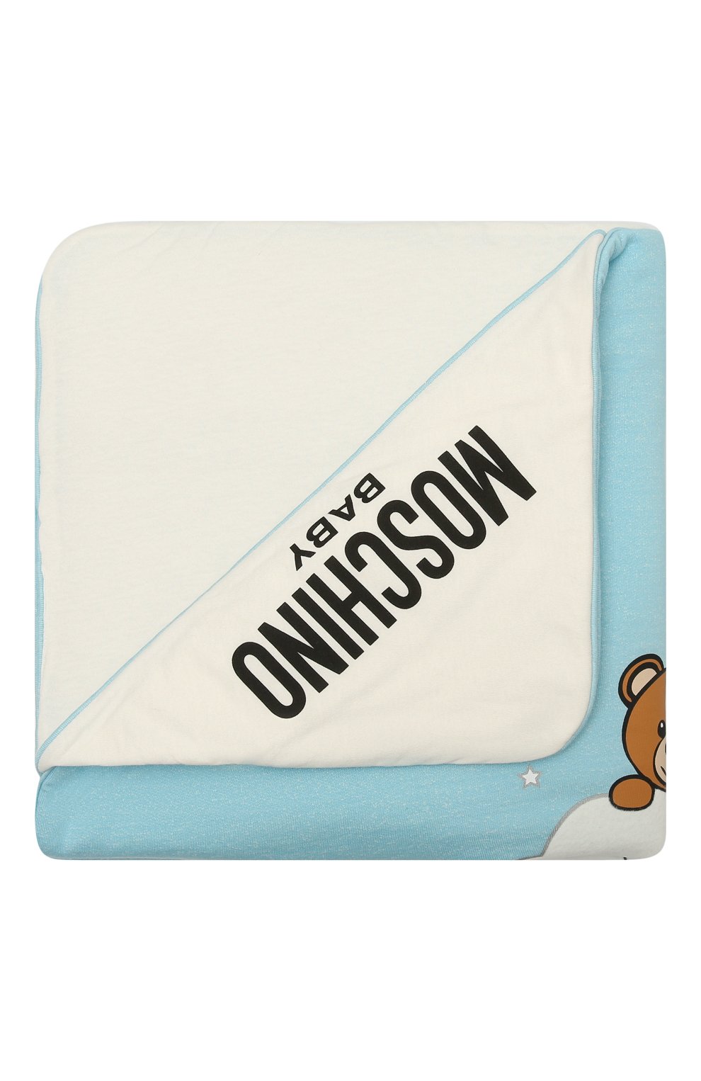 Хлопковое одеяло MOSCHINO голубого цвета по цене 16500 руб., арт. MUB006/LCE00, фото 1 Хлопковое одеяло MOSCHINO, арт. MUB006/LCE00, фото 1