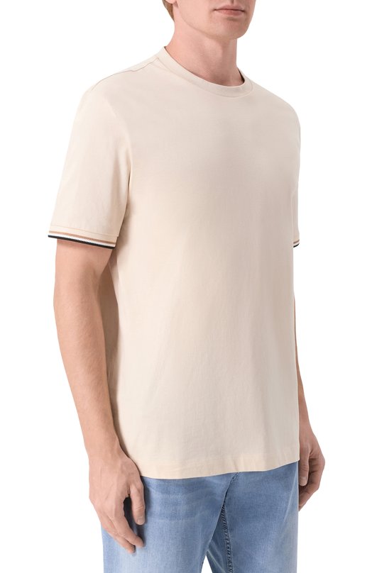 Хлопковая футболка BOSS 50501097 Кремовый  50501097 Фото 3