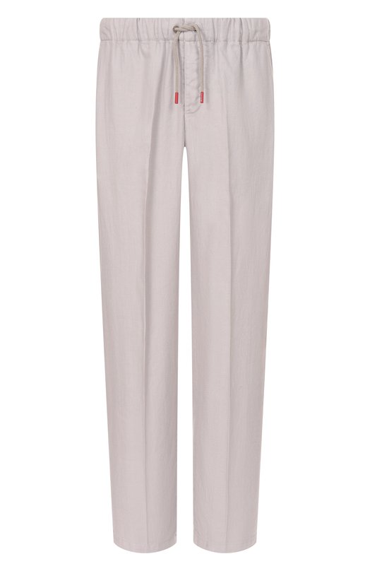Брюки изо льна и хлопка Kiton UPR003LK0636F06 Серый UPR003LK0636F06