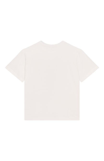 Детская хлопковая футболка DOLCE & GABBANA молочного цвета, арт. L4JTHV/G70K2/8-14 | Фото 2 (Материал сплава: Проставлено; Драгоценные камни: Проставлено; Материал внешний: Хлопок; Рукава: Короткие)