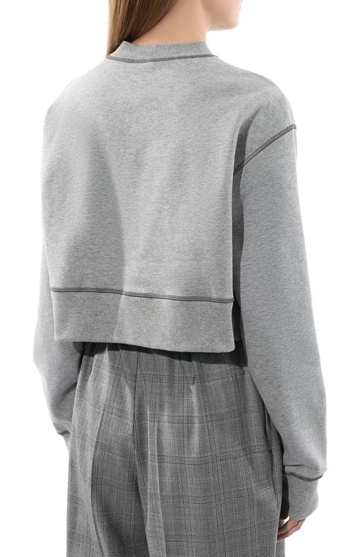 Хлопковый свитшот Miu Miu MJL779-1Z4H-F0031 Серый  MJL779-1Z4H-F0031 Фото 4