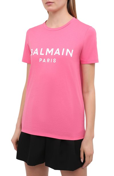Хлопковая футболка BALMAIN розового цвета по цене 29950 руб., арт. VF11350/B019, фото 3 Хлопковая футболка BALMAIN, арт. VF11350/B019, фото 3