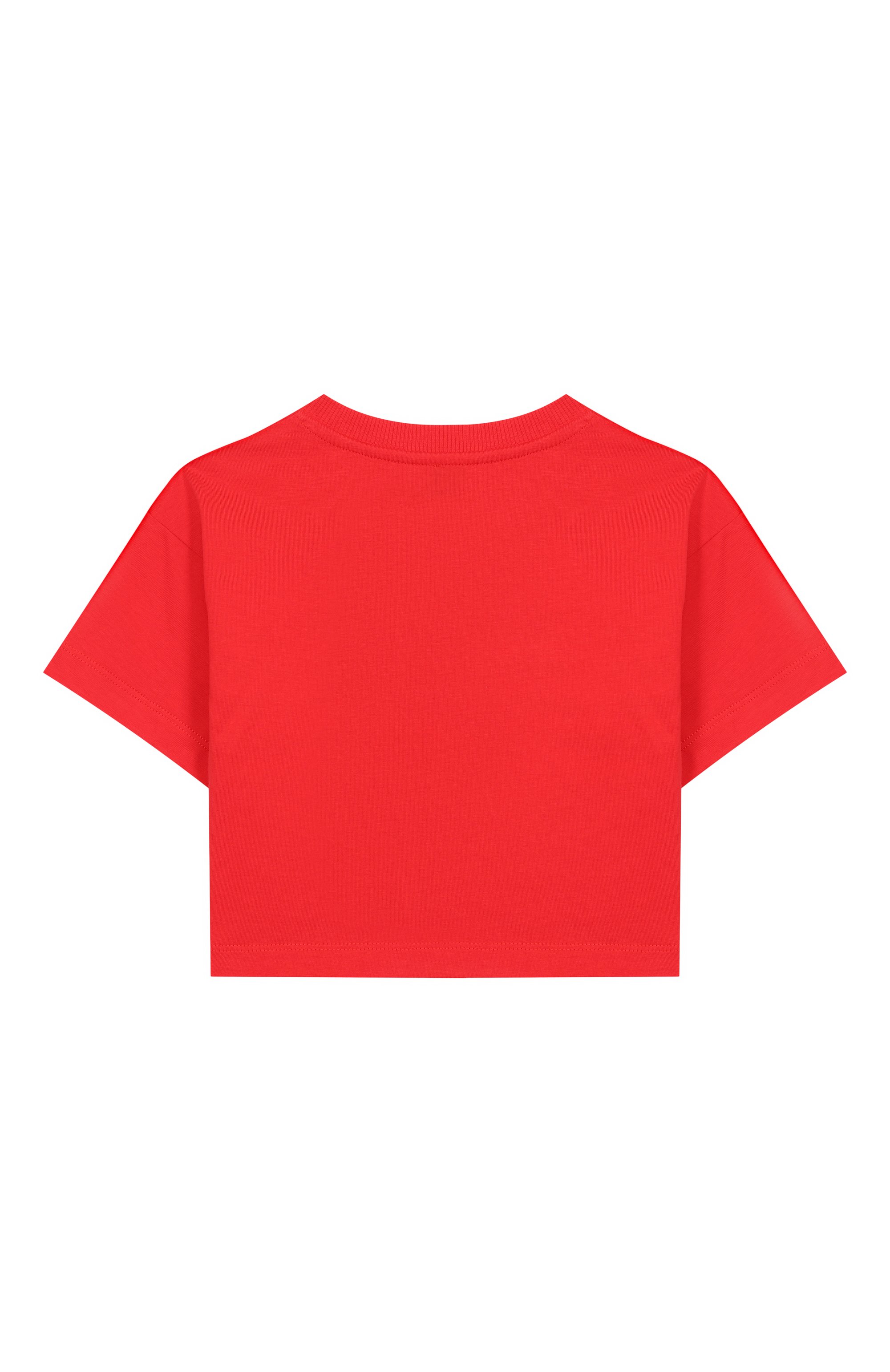 Хлопковая футболка MOSCHINO красного цвета по цене 11150 руб., арт. HDM06Y/LAA02_001, фото 2 Хлопковая футболка MOSCHINO, арт. HDM06Y/LAA02_001, фото 2