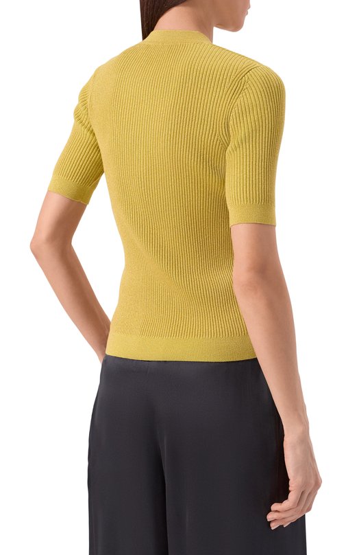 Пуловер из хлопка и шерсти Nina Ricci 26PMPU015/ML0600 Жёлтый  26PMPU015/ML0600 Фото 4