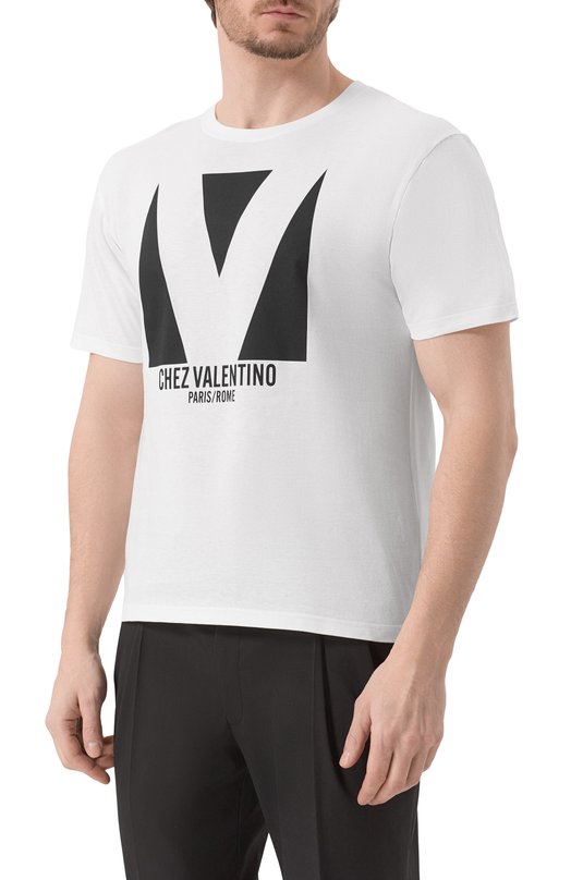 Хлопковая футболка Valentino 6V3MG16P/AQ9 Белый  6V3MG16P/AQ9 Фото 3