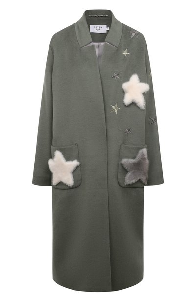 Пальто с отделкой из меха норки SEVEN LAB, арт. CGLORIS-007.2 olive, фото 1