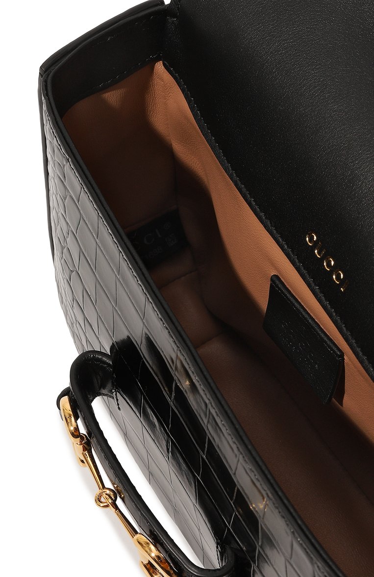 Женская сумка gucci horsebit 1955 GUCCI черного цвета, арт. 658574 EV4CG | Фото 5 (Материал: Экзотическая кожа, Натуральная кожа; Размер: mini; Ремень/цепочка: На ремешке; Сумки-технические: Сумки через плечо; Нос: Не проставлено; Автоматизация ТО: Проставлено; Автоматизация состава: Проставлено)
