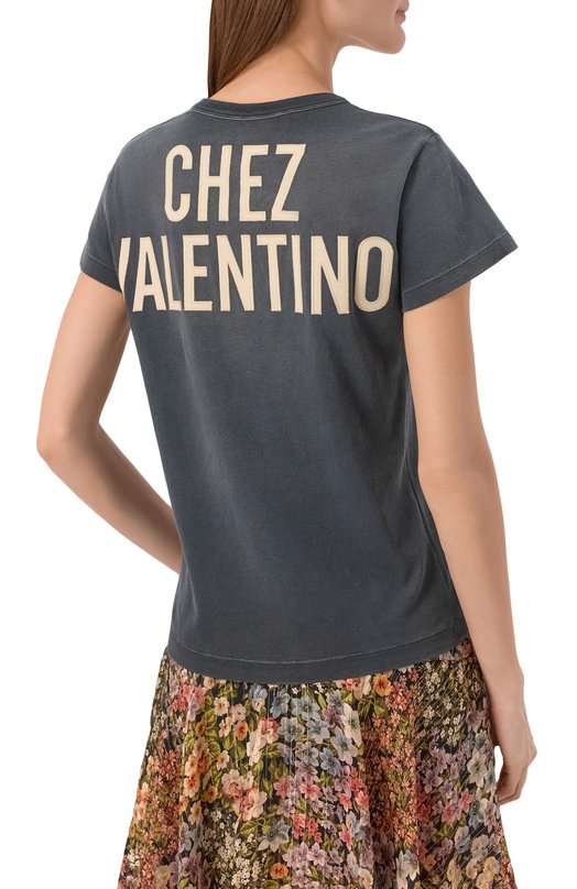 Хлопковая футболка Valentino 8B3MG24Y/9GL Серый  8B3MG24Y/9GL Фото 4