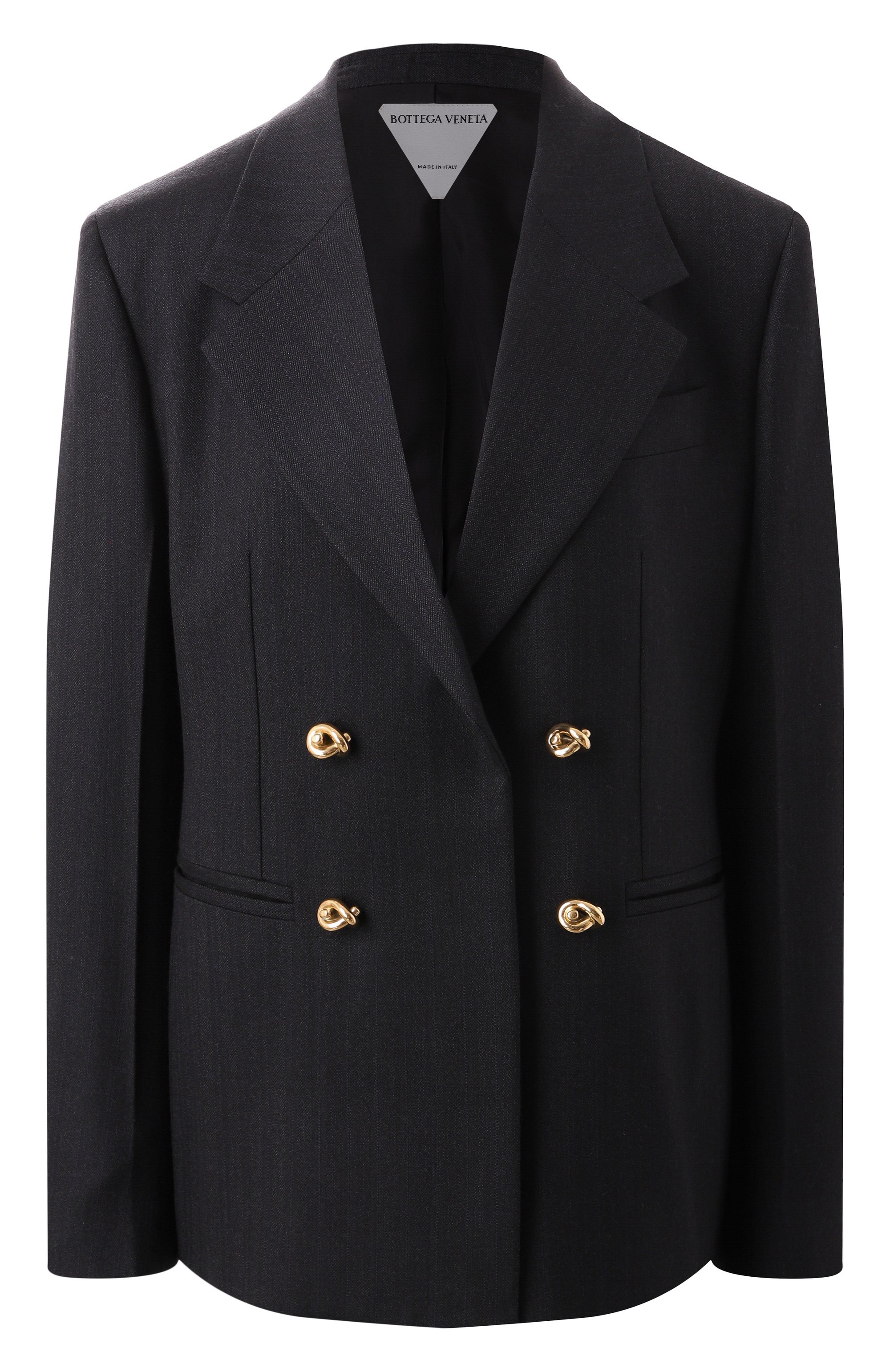 Шерстяной жакет BOTTEGA VENETA темно-синего цвета по цене 369500 руб., арт. 815668/V36K0, фото 1 Шерстяной жакет BOTTEGA VENETA, арт. 815668/V36K0, фото 1