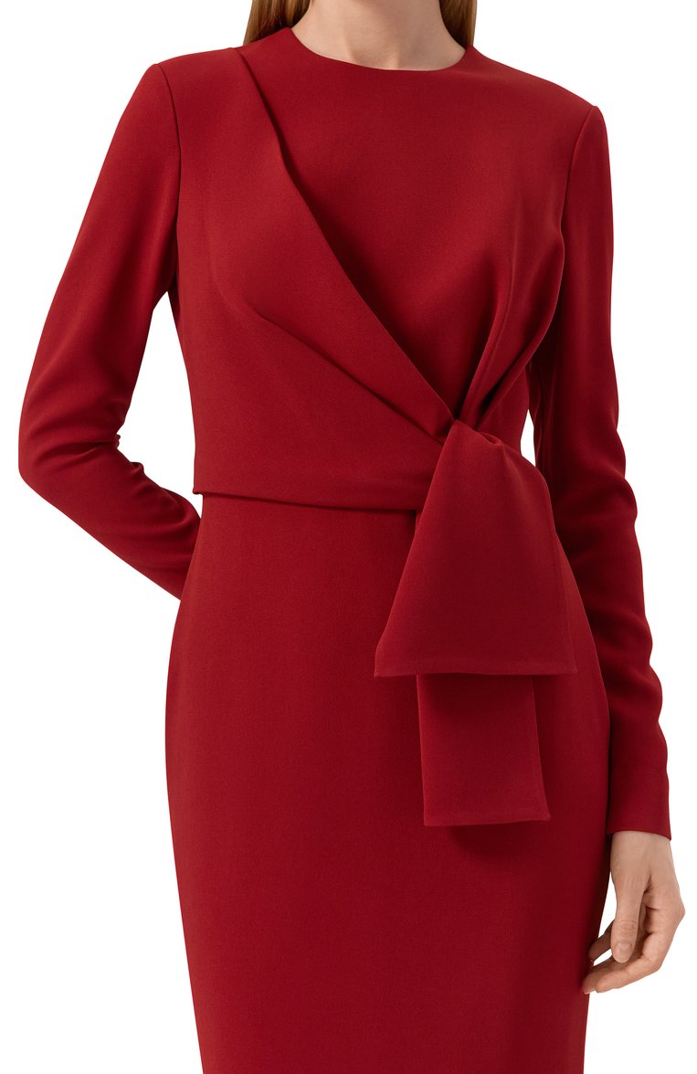 Женское платье из шелка и вискозы ELIE SAAB бордового цвета, арт. D0680NS25/CD003 | Фото 4 (Автоматизация состава: Проставлено; Автоматизация ТО: Проставлено; Материал внешний: Шелк; Длина Ж (юбки, платья, шорты): Макси; Рукава: Длинные; Женское Кросс-КТ: Платье-одежда; Стили: Кэжуэл; Случай: Вечерний)