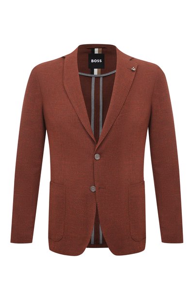 Пиджак из хлопка и вискозы BOSS коричневого цвета по цене 46800 руб., арт. 50497273, фото 1 Пиджак из хлопка и вискозы BOSS, арт. 50497273, фото 1