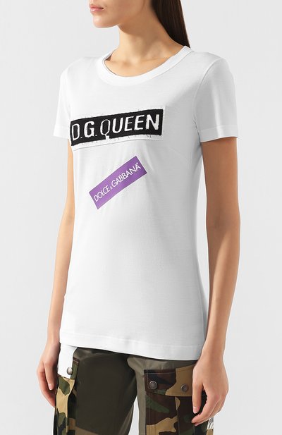Хлопковая футболка DOLCE & GABBANA белого цвета по цене 43500 руб., арт. F8L20Z/G7RVG, фото 3 Хлопковая футболка DOLCE & GABBANA, арт. F8L20Z/G7RVG, фото 3