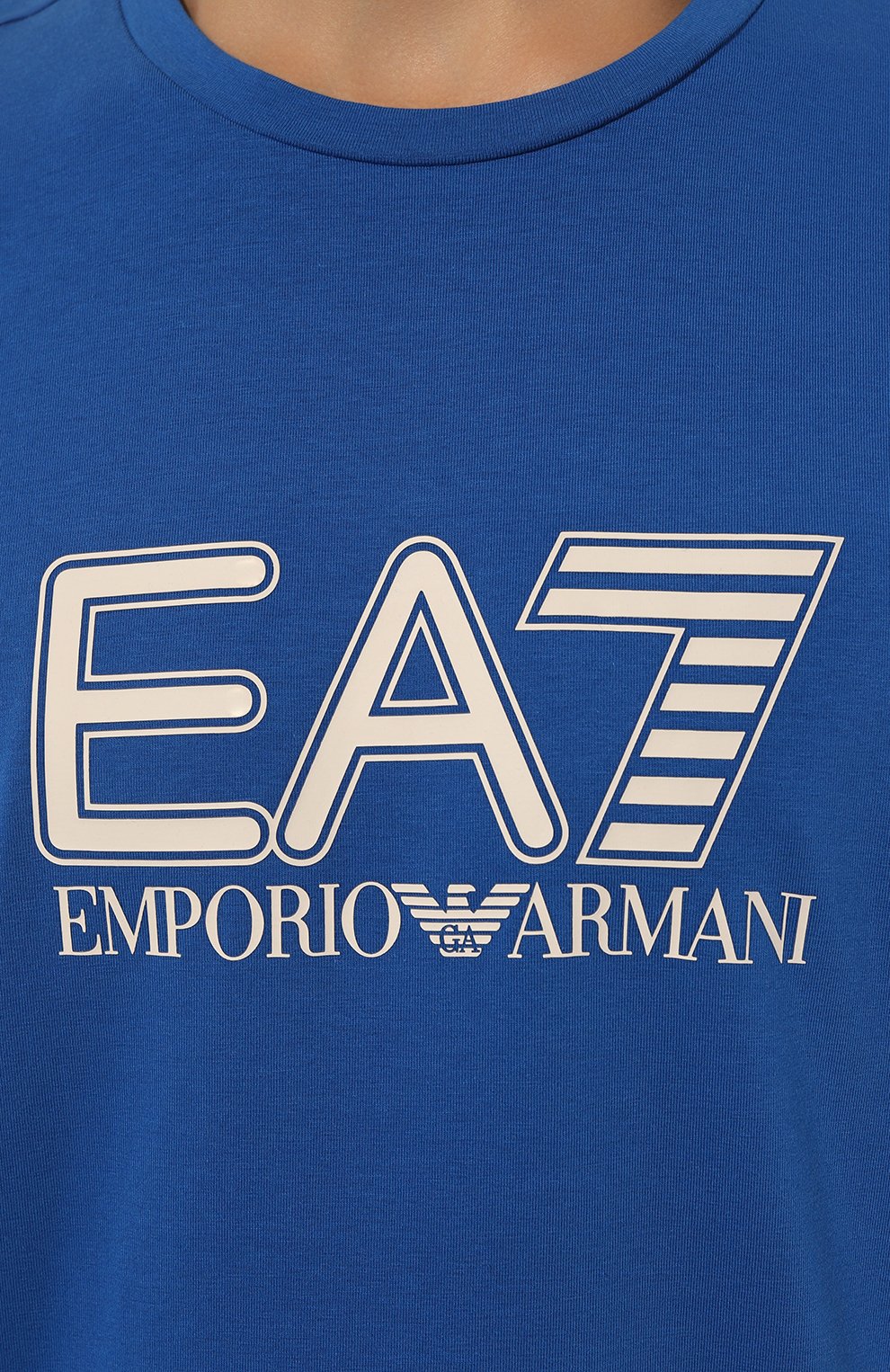 Хлопковая футболка EA7 синего цвета по цене 7450 руб., арт. 6DPT62/PJVQZ/XXL, фото 5 Хлопковая футболка EA7, арт. 6DPT62/PJVQZ/XXL, фото 5
