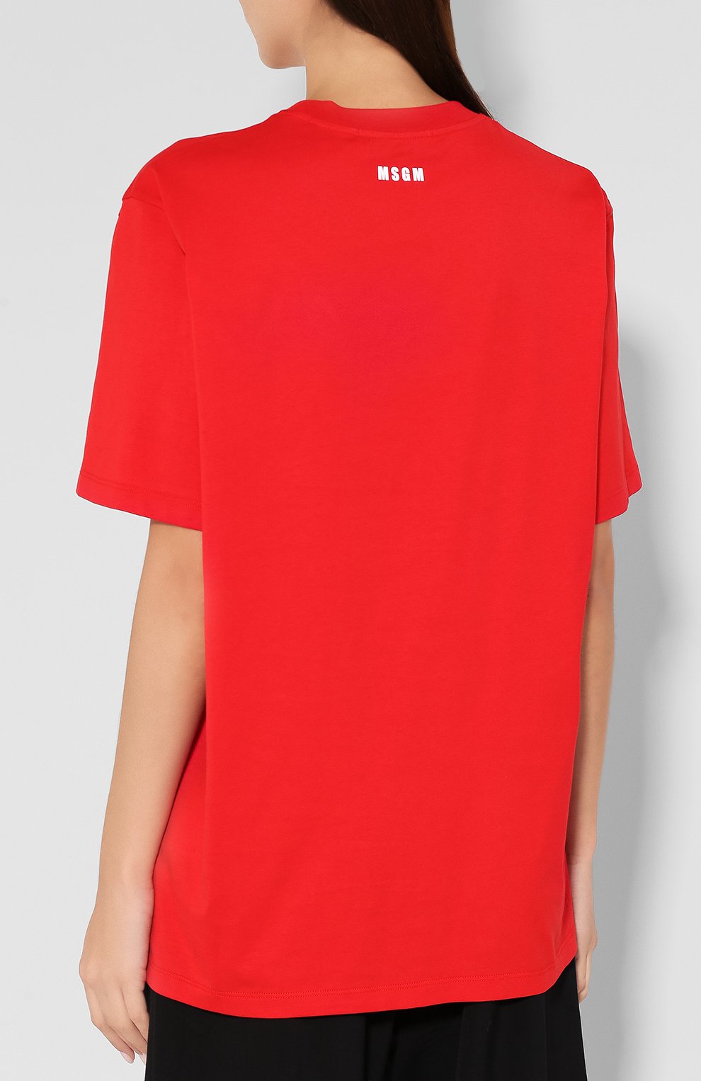 Хлопковая футболка MSGM красного цвета по цене 8415 руб., арт. 2742MDM285 195797, фото 4 Хлопковая футболка MSGM, арт. 2742MDM285 195797, фото 4