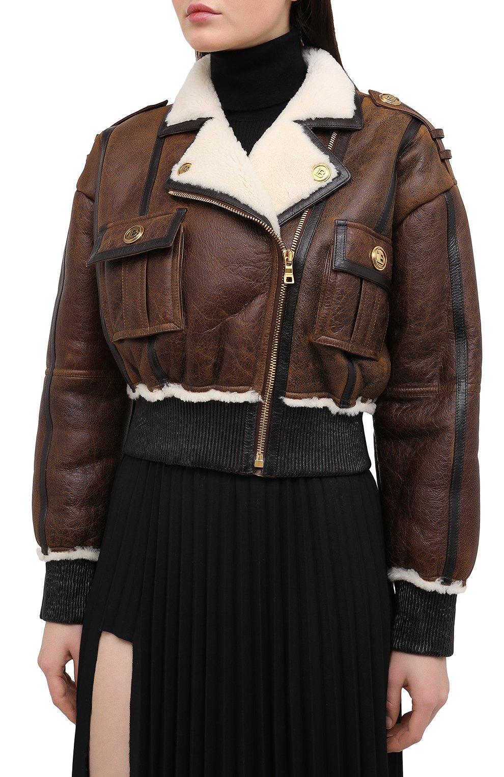 Кожаная куртка BALMAIN коричневого цвета по цене 358000 руб., арт. UF08650/L050, фото 3 Кожаная куртка BALMAIN, арт. UF08650/L050, фото 3