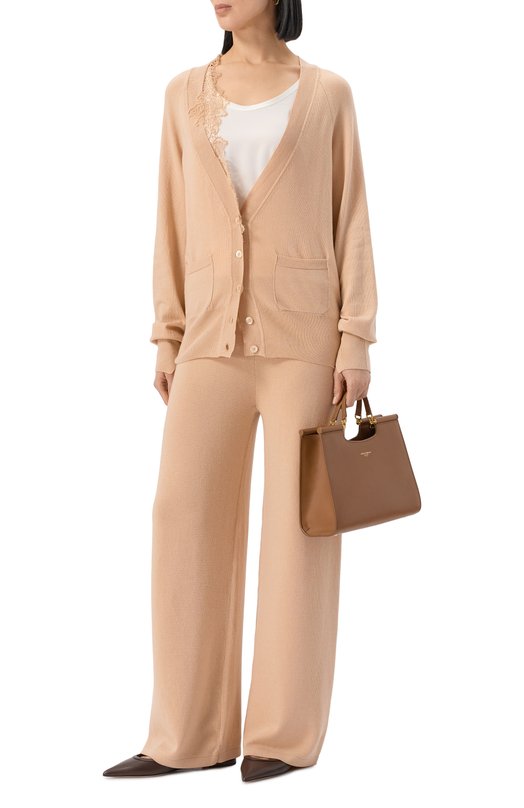 Кардиган из лиоцелла и шерсти Ermanno Scervino D474N503APXRH Бежевый  D474N503APXRH Фото 2