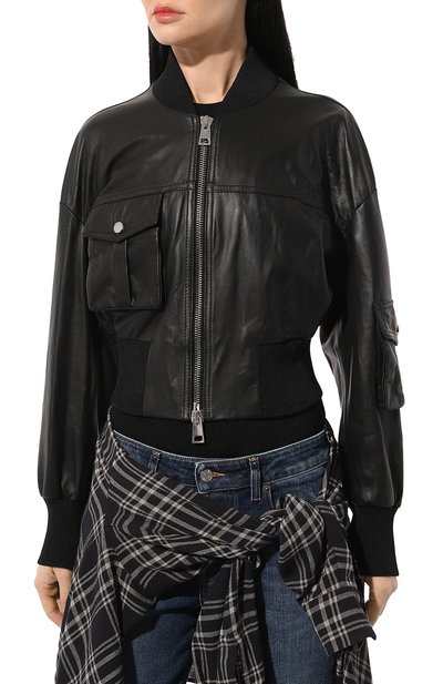 Кожаный бомбер DONDUP черного цвета по цене 89950 руб., арт. DJ609/PL0511D XXX, фото 3 Кожаный бомбер DONDUP, арт. DJ609/PL0511D XXX, фото 3