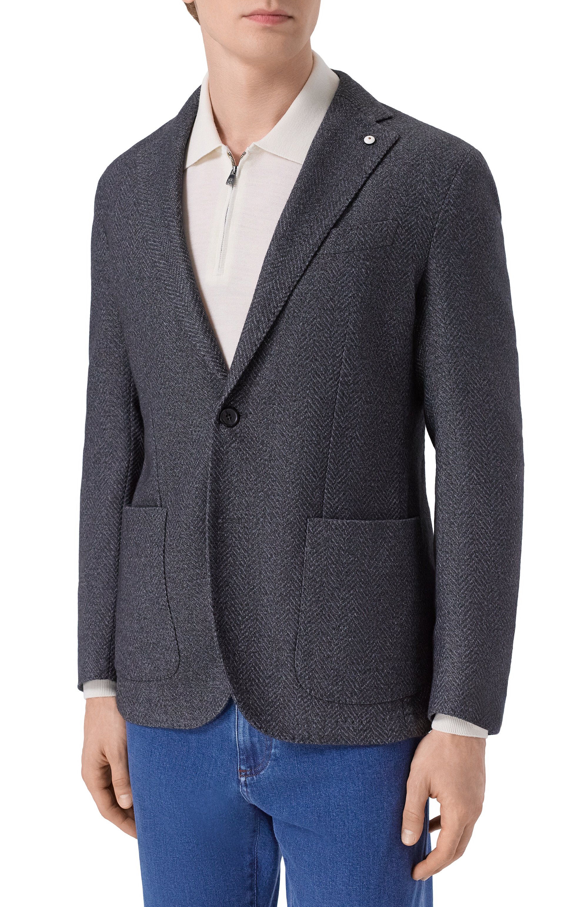 Пиджак из шерсти и хлопка L.B.M. 1911 темно-серого цвета по цене 98550 руб., арт. 2887/55515, фото 4 Пиджак из шерсти и хлопка L.B.M. 1911, арт. 2887/55515, фото 4