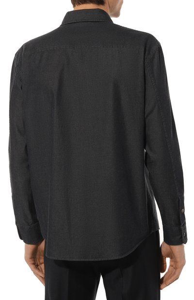 Хлопковая рубашка ZEGNA темно-серого цвета по цене 116500 руб., арт. STT3/UEX23A8, фото 4 Хлопковая рубашка ZEGNA, арт. STT3/UEX23A8, фото 4