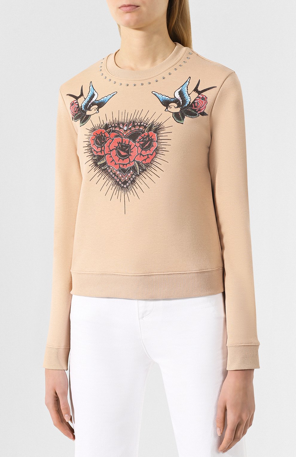 Хлопковый пуловер REDVALENTINO розового цвета по цене 32150 руб., арт. RR0MF00N/CFM, фото 3 Хлопковый пуловер REDVALENTINO, арт. RR0MF00N/CFM, фото 3