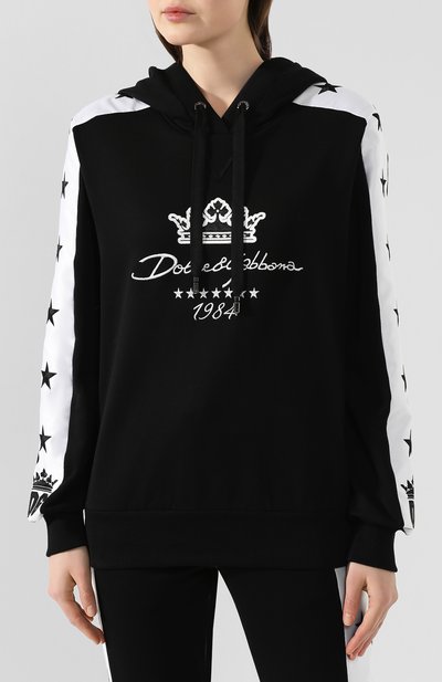 Хлопковое худи DOLCE & GABBANA черного цвета по цене 97700 руб., арт. F9G76Z/FU7DU, фото 3 Хлопковое худи DOLCE & GABBANA, арт. F9G76Z/FU7DU, фото 3