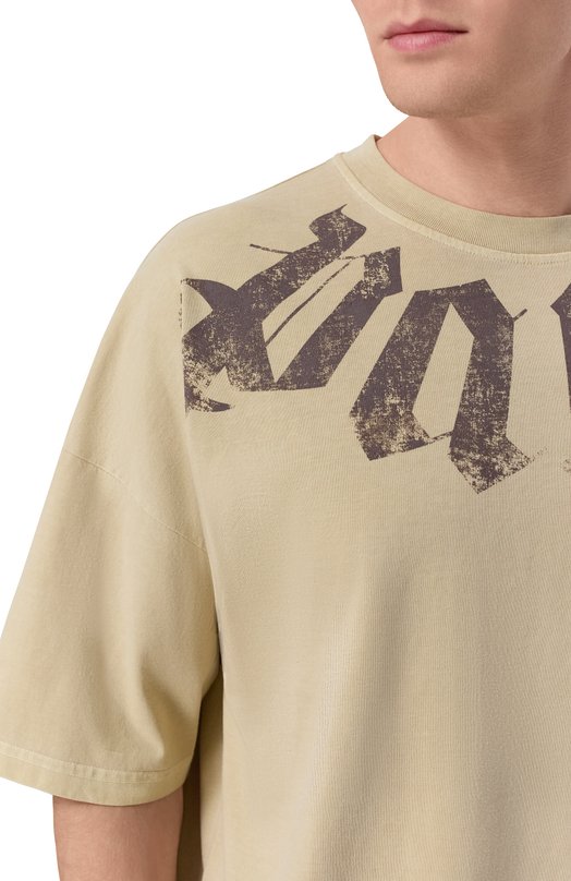 Хлопковая футболка Palm Angels PMAA10DS26JER002 Бежевый  PMAA10DS26JER002 Фото 5