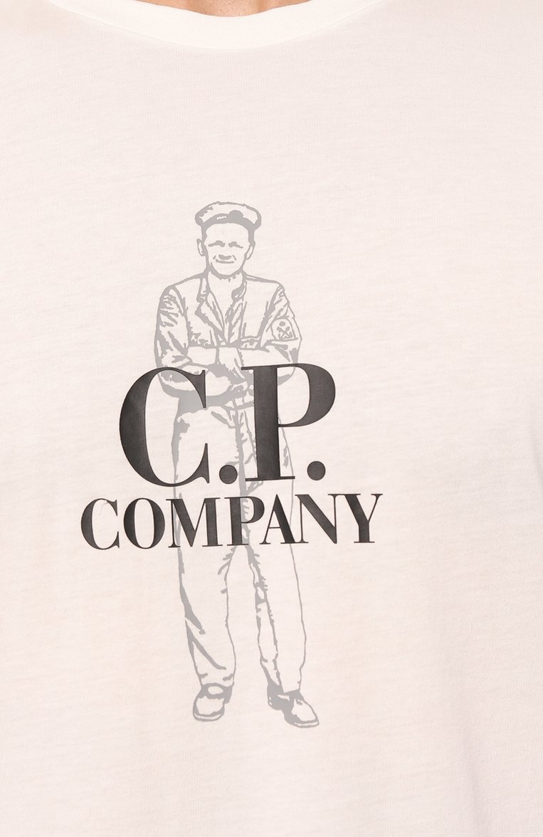 Мужская хлопковая футболка C.P. COMPANY белого цвета, арт. 15CMTS140A005100W | Фото 5 (Длина (для топов): Стандартные; Рукава: Короткие; Материал внешний: Хлопок; Принт: С принтом; Стили: Минимализм; Кросс-КТ: Джерси; Мужское Кросс-К�Т: Футболка-одежда)