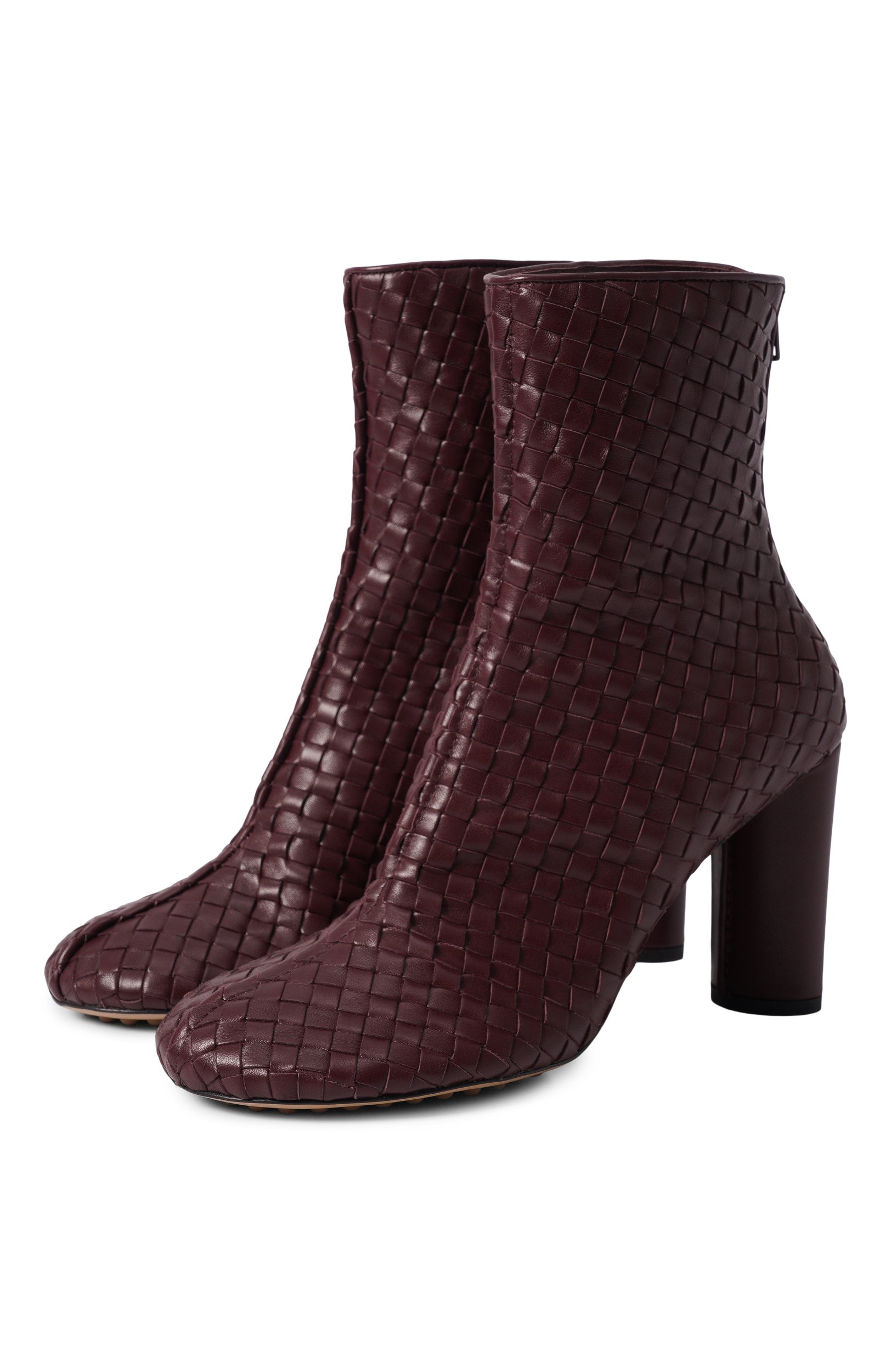 Кожаные ботильоны BOTTEGA VENETA бордового цвета по цене 177500 руб., арт. A00BKI/V2ED0, фото 1 Кожаные ботильоны BOTTEGA VENETA, арт. A00BKI/V2ED0, фото 1