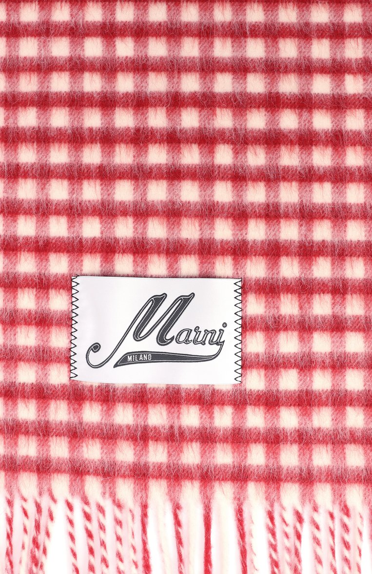 Женский шерстяной шарф MARNI красного цвета, арт. SCMC0133Y0/UAW045 | Фото 4 (Материал: Шерсть, Текстиль; Нос: Не проставлено)