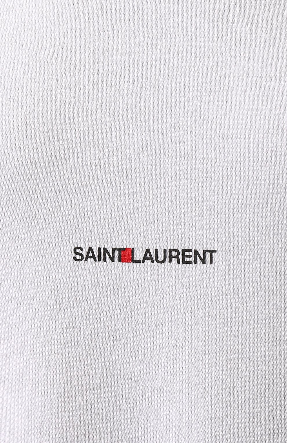 Хлопковая футболка SAINT LAURENT белого цвета по цене 57550 руб., арт. 464572/YB2DQ, фото 5 Хлопковая футболка SAINT LAURENT, арт. 464572/YB2DQ, фото 5