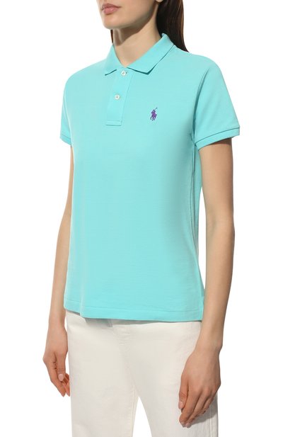 Хлопковое поло POLO RALPH LAUREN бирюзового цвета по цене 15700 руб., арт. 211506471, фото 3 Хлопковое поло POLO RALPH LAUREN, арт. 211506471, фото 3
